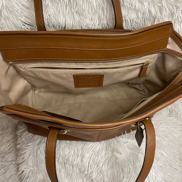 Coach Camel Color Leather Shoulder Bag - Picture 7 of 13
